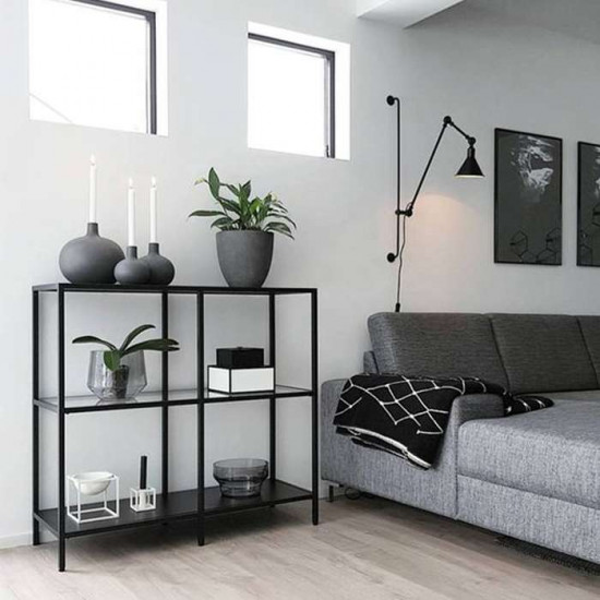 SIMP Four-Grid Metal Shelf W80xW120, Black SIMP Four-Grid Metal Shelf W80xW120, Black